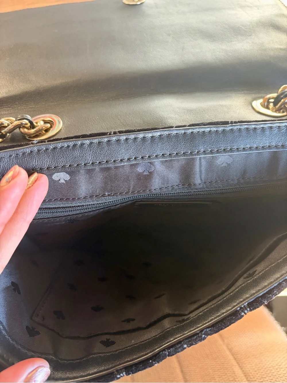 Kate Spade Briar Lane Quilted Velvet Emelyn Convertible Shoulder Bag Black